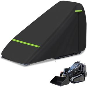 Mini Open Cab Skid Steer Cover 600D Sun Rain Snow UV Protection Full skid steer cab cover with Zipper Door Reflective Strips Compatible with John Deere, Caterpillar, Case, Bobcat