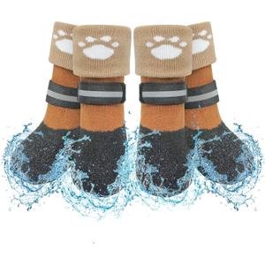 SCENEREAL Anti Slip Dog Socks Boots, Dog Shoes for Hot/Cold Pavement Snow Rain Days, Waterproof Grip Doggy Booties for Hardwood Floor, Winter Paw Protectors for Small Medium Large Senior Old Dogs (L(2.32"x1.94")(Paw L*W), Black)