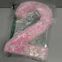 Pooqla Marquee Numbers Lights, light up Pink Numbers, Glitter Number Night Light Battery Powered Birthday Gift for Boys Girls Christmas Wedding Home Bar Party Decoration, Pink 2 (Warm White)