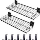 Slatwall Shelves 24 Inch, Heavy Duty Slatwall Accessories, Slat Wall Wire Shelf, Gargage Storage Slatboard Shelves (2 Pack)