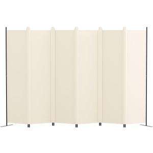 Kokorona 6 Panel Room Divider, 6FT Tall Folding Privacy Screen Wall Dividers, Portable Privacy Screen Freestanding Room Divider for Room Separation, Included - Cover Strips, Beige, 120''W x 72''H