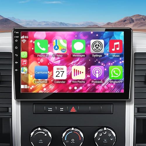 4+ 64GB Car Radio for Dodge RAM 1500 2500 3500 2009 2010 2011 2012, Build in Wireless/Wire Carplay & Android Auto Support Bluetooth, Back-up Camera,FM Radio,SWC,10 Inch IPS Touch Screen