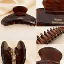 French Large Hair Claw Clips for Thick Hair, Tortoise Hair Clips, Acrylic Celluloid French Butterfly Jaw Clips, Strong Hold for Women Girls (Caramel color)