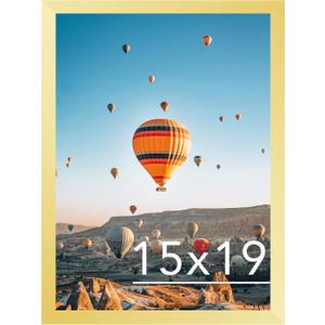 JCJMY 15x19 Picture Frame Gold for Poster Photo Picture, Horizontal and Vertical Formats for Wall Hanging, 15 x 19 Wall Gallery Poster Photo Frame for 15 by 19 Photos Posters, Gold