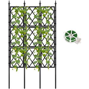 5.25FT Garden Trellis for Climbing Plants Outdoor, Black Iron Pipe Support Fence,Metal Wall Lattice Climbing Frame for Potted Plants Indoor for Ivy Vines Vegetable Flower, Patio, Lawn, Yard, Backyard