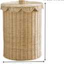 Woven Rattan Storage Basket with Lid, Round Laundry Hamper with Metal Frame, One Size