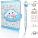 Cute Notebook Kit with a Ballpoint Pen and 50 Pcs Stickers for Girls, Hardcover Notebook Stationery Gifts for Kids Students, Office School Supplies Planner