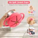 Bufilea 1 Pack Snack Containers for Toddlers, Stainless Steel Toddler Snack Cups with Silicone Food Catcher & Lids,Snack Cups for toddlers Spill Proof (Rosepink)