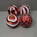 WHGJ 6 Inch Large Red and White Christmas Ball Ornaments Set, 4 Pcs Big Shatterproof Hand-Painted Hanging Bulbs for Xmas Tree, Wreath, Garland, Holiday Party Outdoor Decorations