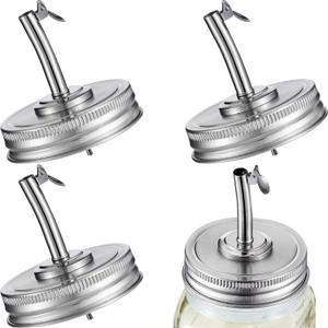 Blulu 4 Pieces Mason Jar Spout Lids for 2.75" Regular Mouth Mason Jar, Pour Oil Spout Lid with Caps