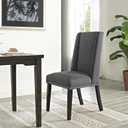 Modway MO- Baron Modern Tall Back Wood Upholstered Fabric, Dining Chair, Gray
