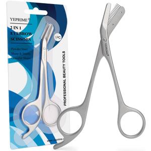 Eyebrow Trimming Scissors with Comb, Gifts For Men Women Stocking Stuffers, Stainless Steel (Silver)