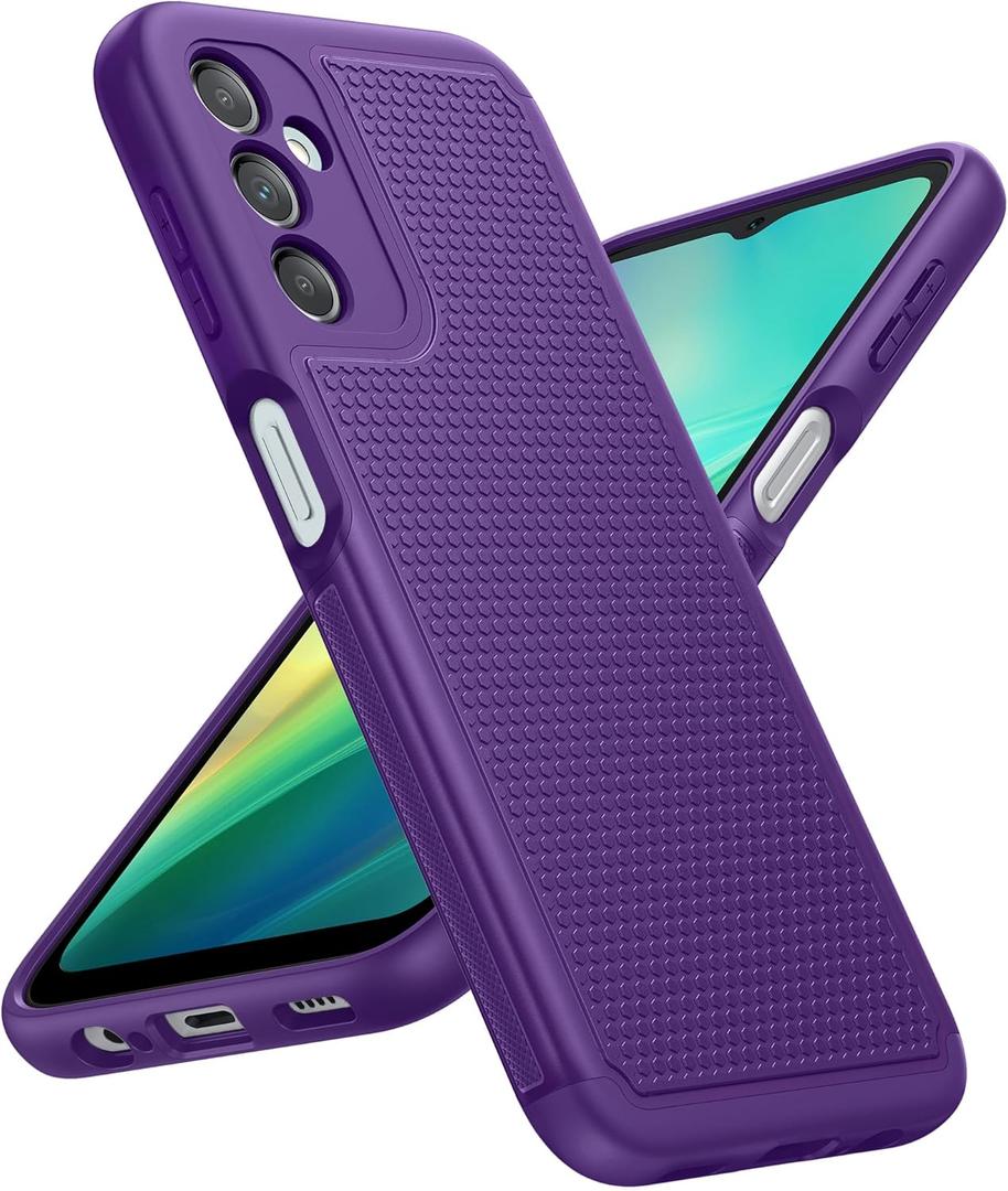 FNTCASE for Samsung Galaxy A14 5G Case: Dual Layer Protective Heavy Duty Cell Phone Cover Shockproof Rugged with Non Slip Textured Back - Military Protection Bumper Tough - 2023, 6.6inch (Purple)
