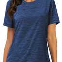 MAGCOMSEN Workout Shirts for Women Crewneck Sports Fitness Running Athletic Lightweight Activewear Sapphire Blue, L 