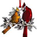 Cardinal Christmas Ornaments, Red Cardinals for Christmas Tree, Handmade Metal Small Bird Ornaments, Fancy Pretty Ornament Collectibles, Cardinal Gifts for Women