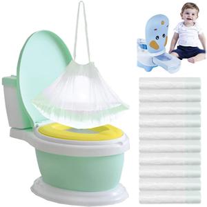100 Pack Potty Chair Liners Disposable,Drawstring Training Toilet Seat Liner Bags Cleaning Bag for Kids Toddlers Outdoors Travel (Green)