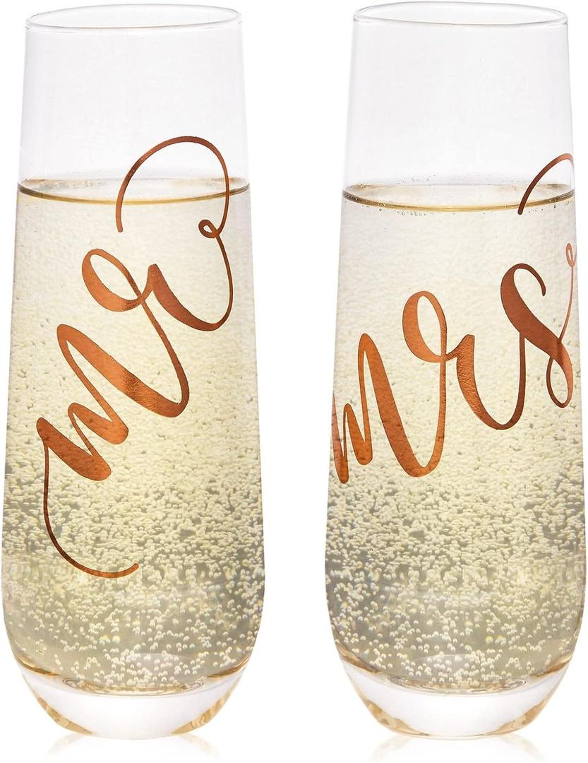 Juvale Mr & Mrs Champagne Flutes Set of 2-10 oz, 6 in, Clear Stemless Glass - Bridal Shower & Wedding Registry Gifts - Engagement Gift & Bride & Groom Glasses Juvale Mr & Mrs Champagne Flutes Set of 2-10 oz, 6 in, Clear Stemless Glass - Bridal Shower & Wedding Registry Gifts - Engagement Gift & Bride & Groom Glasses
