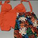 SUUKSESS Women Tummy Control Tankini Swimsuit Sexy Halter Bathing Suit 2 Piece (Medium, 147 Coral Pink Leaf)