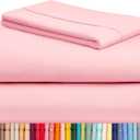 LuxClub 3 PC Twin Sheet Set, Deep Pockets Wrinkle Free Cooling Bed Sheets Hotel Bedding for Women, Men, Kids & Teens, Includes 1 Fitted Sheet, 1 Flat Sheet and 1 Pillowcase-Silky Soft Baby Pink