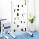 Countertop Gridwall Display, White, Metal, T-Shape Base, Portable, Assembly Required