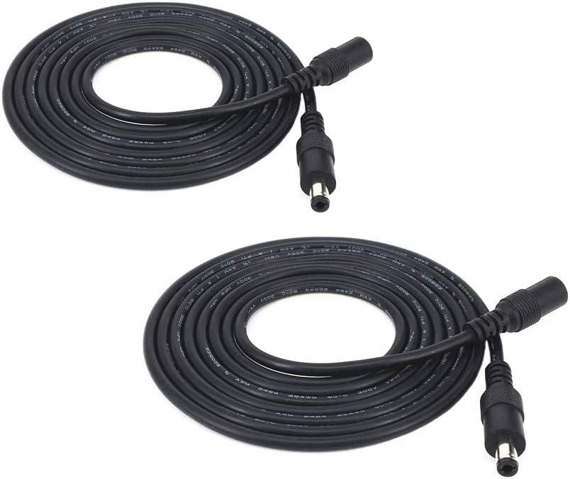 2 Pack 3m/9.84ft Black 5.5mm x 2.5mm DC Plug Extension Cable DC Extension Cable 5.5mm x 2.5mm Barrel Male Plug Connector