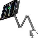 LULULOOK [Upgrade] Magnetic Wireless Charging Stand for iPad Pro 13" M5 & M4, Aluminium Alloy iPad Stand for Desk with Foldable Long Arm, 360 Adjustable Tablet Holder with 2M USB C Cable