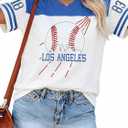 Baseball Shirt Women Ballgame Game Day Shirt Baseball Team Fan Outfits Gift Casual Baseball V Neck Short Sleeve Tops Size M