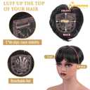 QUEENTAS Black Short Hair Toppers for Women with Thinning Hair 3603D Cover with 5 Clips Hair Pieces Wispy Bangs 6"*6" Large Coverage Men's Toupee(Black/1B)