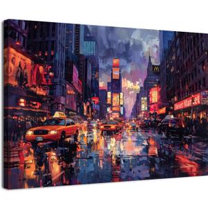 Abstract Cityscape Wall Art Colorful New York City Picture Modern NYC Wall Decor Watercolor Neutral USA Urban City Building Prints Starry Night Neon Artwork for Bedroom Living Room Decoration 12x16"