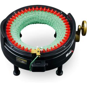 Addi Express King Size Knitting Machine, 46 Needle Round Loom with Row Counter and Hand Crank, Black, 17.7 Inch Flat Panel Width
