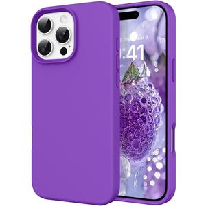 DOMAVER Case for iPhone 16 Pro Max 6.9'' Smooth Liquid Silicone Soft Gel Rubber Microfiber Lining Cushion Cover Shockproof Protective Phone Cases Compatible with iPhone 16 Pro Max-Dark Purple