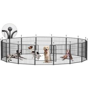 Dog Playpen,40 Inch Height in Heavy Duty, Folding Indoor Outdoor Anti-Rust Dog Exercise Fence, Portable Pet Playpen with Door for Large Medium Small Dogs and Pet (16 Panels, 32 Inch)