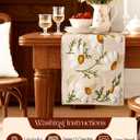Canvas Embroidered Table Runner - 13"x 72" Coffee Table Runner for Living Room Narrow Tablerunner for Dining Room Washable Neutral Kitchen Island Counter Decor Housewarming Gift, Beige Daisy