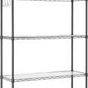 SONGMICS 5-Tier Storage Shelves, Wire Shelving Unit, Kitchen Metal Shelves, Storage Rack with Adjustable Shelves, Shelf Liners, 8 Hooks, for Garage, 11.8 x 35.4 x 63 Inches, Black ULGR095B01