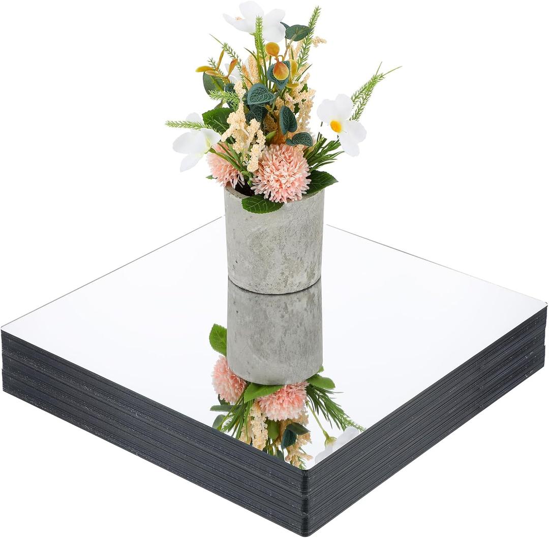 12pcs Acrylic Square Mirror Centerpieces for Tables,12" x 12" Bulk Mirror Tray Candle Holder Tray, 2mm Thick Mirrors Tiles for Dining Table, Wedding Decoration, Christmas Decoration