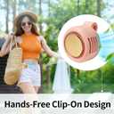 Portable Silent Clip-On Bladeless Personal Fan, Wearable Waist & Neck Fan, 360 Rotation, 3 Speeds, USB-C Rechargeable, Compact & Lightweight, Hands-Free Cooling for Travel, Office & Outdoor (Pink)