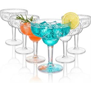 ZENFUN 6 Pack 16oz Acrylic Margarita Glasses, Clear Goblets, Unbreakable Cocktail Cups, Reusable Party Drinking Glasses for Martini, Whiskey, Gin, BPA-free