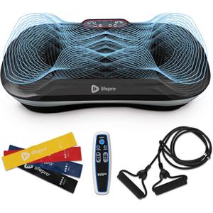 Lifepro Waver Vibration Plate Exercise Machine for Lymphatic Drainage, Muscle Activation, Full-Body Workout Vibrating Platform with Loop Bands, Fitness Equipment for Strength Toning & Fat Loss (Black)