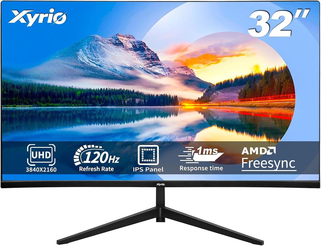 Computer Monitor, 4K Computer Monitor (3840 x2160) up to 120Hz, Gaming Monitor 32", Gaming Monitors w/ 99% sRGB, AMD FreeSync, IPS Panel,Computer Monitors w/ 1ms Display, VESA Mountable, Black