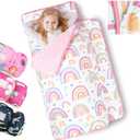 Primlect Toddler Nap Mat Extra Large Thickened 55''x35'', Soft Sleeping Bag with Detachable Minky Blanket and Pillow, Portable for Daycare, Preschool, Kindergarten, Travel, Boys and Girls