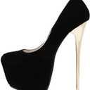 YGJKLIS Women's Platform Stiletto Pumps, 16cm High Heel Sandals with 5cm Platform Wedding Party Slip On Dress Pumps Shoes (Black, 8.5)