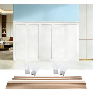 2 Set 94.5 in x 54 in MDF Board and Batten, Paintable Wainscoting Kit,Molding Trim Slat with Edge Stripï¼ŒPremade Accent Wall Panel for DIY Kitchen Bedroom Living Room Home Decor Covers (189 x 54 Inch)