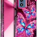 Miqala for Moto G 5G 2024 Case,Glow in The Dark Three Layer Heavy Duty Shockproof Full Body Protection Hard Plastic Bumper+Soft Silicone Protective Case for Motorola Moto G 5G 2024,Hot Butterfly