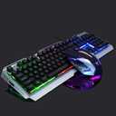 Wired Gaming Keyboard Mouse Combo,Iron Metallic Frame,3 RGB Raibow LED Backlit Bright Changing,Full Size 104 Keycap,USB 2.0,for Prime Xbox One PS4 Gamer (Rainbow)