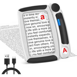 5X 10X 45X Magnifying Glass with Light Rechargeable Magnifying Glass for Reading 20 LED Light Adjusting Brightness Folding Handheld Magnifier for Books Small Print Ideal Gift for Seniors Elderly Black