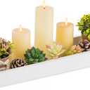 Hanobe Rectangular Long Narrow Tray: White Decorative Rectangular Candle Holder Centerpiece Tray Decor Serving Tray No Handle for Dining Table Coffee Bar Living Room Home Decor (16.3" x 5" x 1.6")
