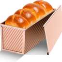 Pullman Loaf Pan with Lid, 13x4 inch, Premium 2.2LB Nonstick Sandwich Bread Loaf Pan for Homemade Sourdough Bread, Heavy Duty Carbon Steel Corrugated Toast Box with Cover for Baking, Bakeware