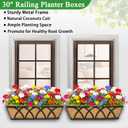 2 Pack 30 Inch Window Box Deck Railing Planter with Coco Liner Fence Balcony Patio Long Window Flower Box Deck Railings Hanging Horse Trough Balcony Garden Rail for Outdoor Garden Fence Lawn