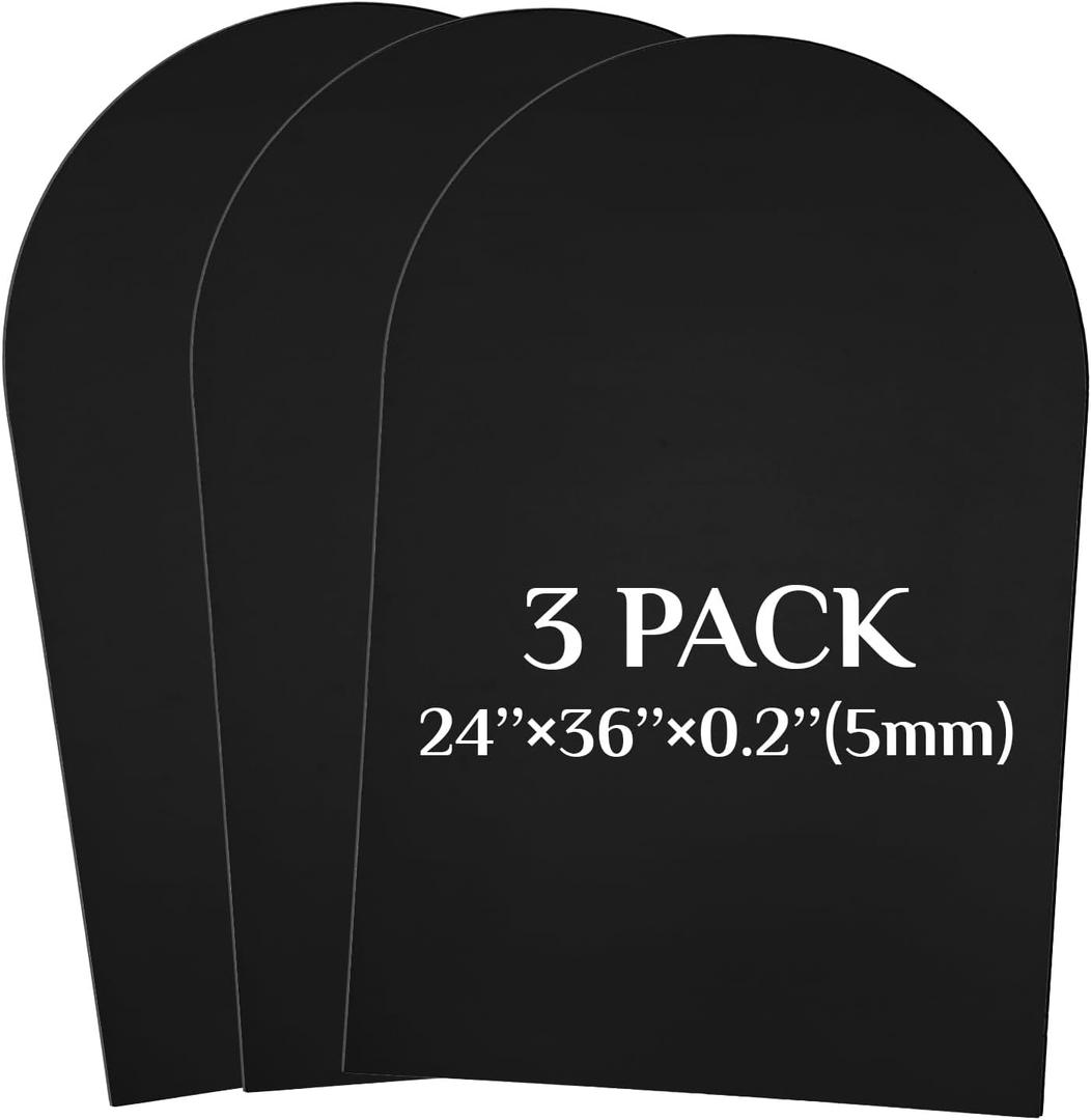 Novabright 3 Pcs Arched Foam Board 24 x 36 Inches PVC Foam Poster Board Waterproof for Signs School Projects Handicrafts Artistic Creation Indoor Outdoor (Black)