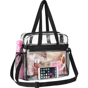 Oraben Clear Bag for Stadium Events 12x6x12 Clear Tote Bag for Women Transparent Lunch Bag for Work Sports Concert (Black)